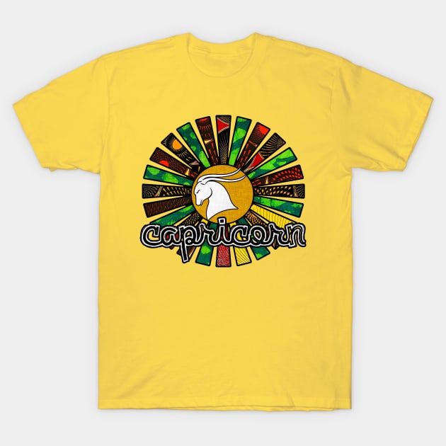 Capricorn Rasta Sunrays T-Shirt by artbyomega